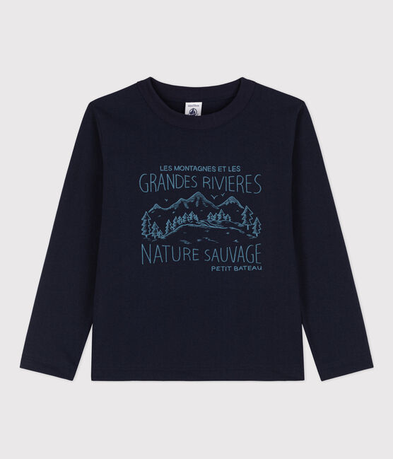 Jongens-T-shirt met lange mouwen en print blauw SMOKING