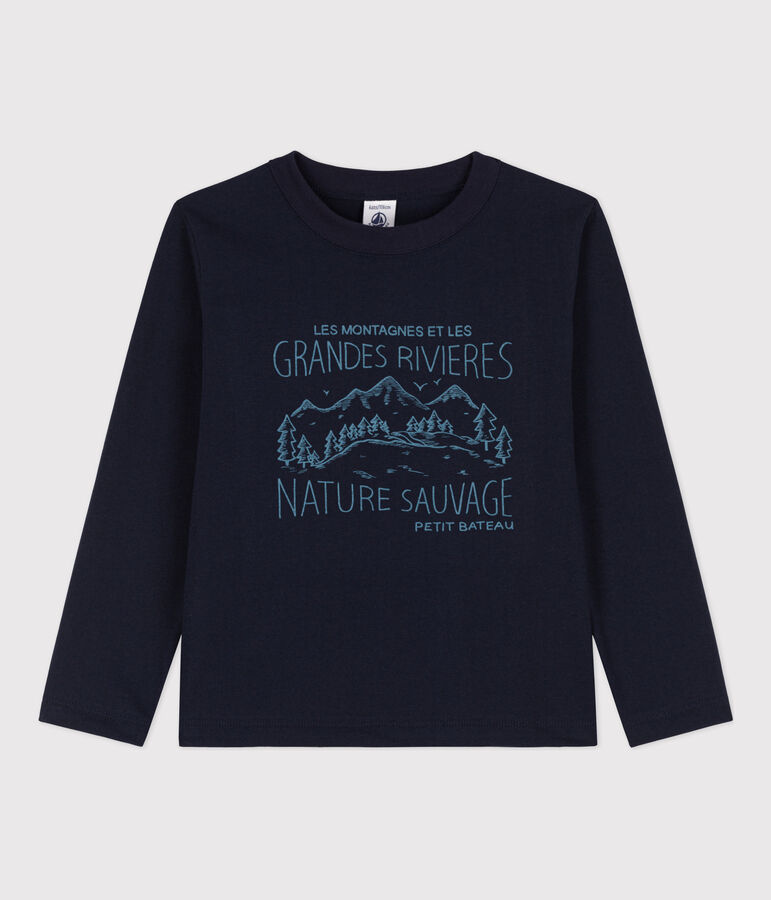 Tee-shirt manches longues imprim&eacute; enfant gar&ccedil;on bleu