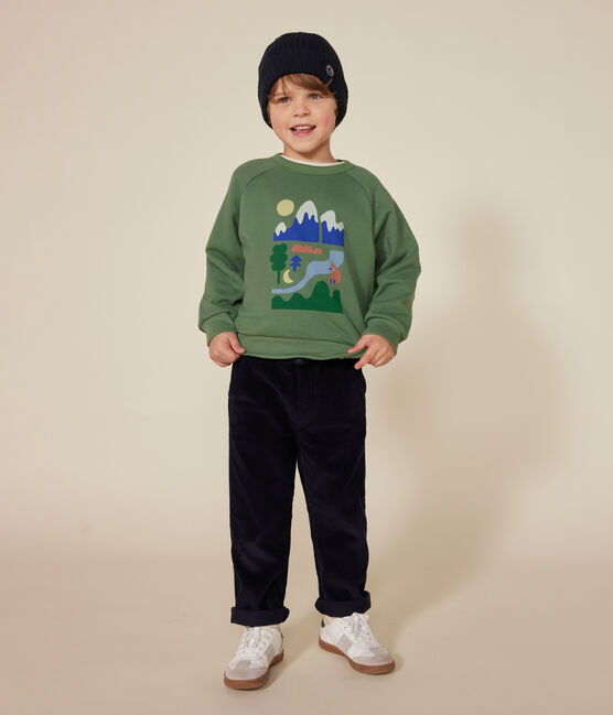 Sweatshirt in fleece voor jongens groen PALMERAIE