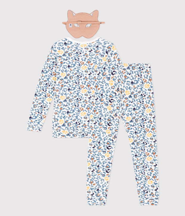 Pyjama als verkleding met masker voor meisje/jongen wit/multicouleur