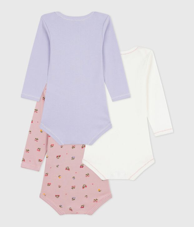 Set van katoenen body's met lange mouwen en bloemenprint multicouleur