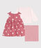 Ensemble bébé deux pièces en coton, cardigan uni et robe imprimée rose ROSEWOOD/ MULTICO