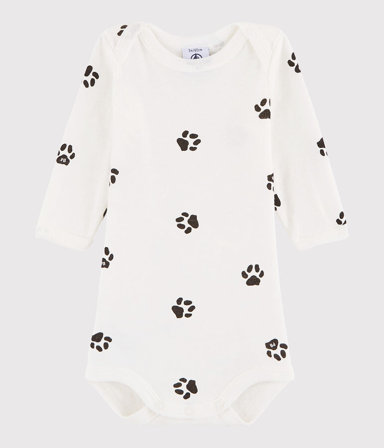 Rompertje met lange mouwen babymeisje - babyjongen wit MARSHMALLOW/grijs CAPECOD