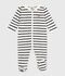 Pyjama b&eacute;b&eacute; mixte en velours imprim&eacute; &agrave; rayures blanc/bleu