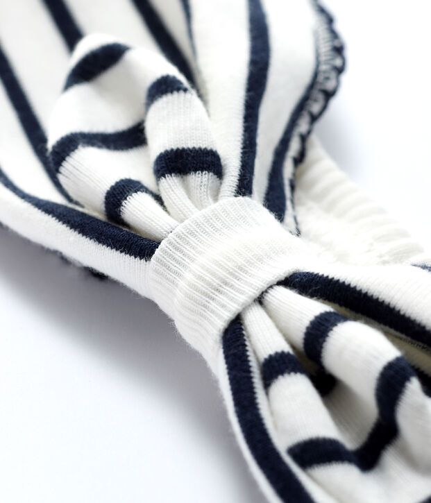 Haarband van katoen voor baby's. wit/blauw