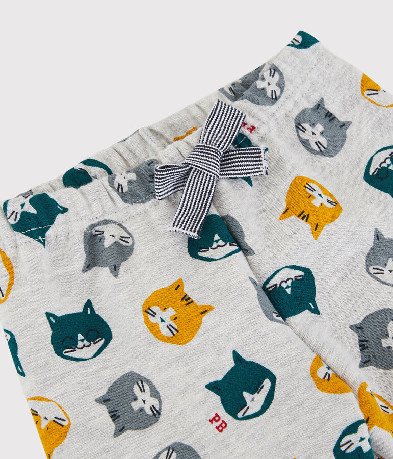 Molton broek voor baby's. grijs BELUGA/wit MULTICO