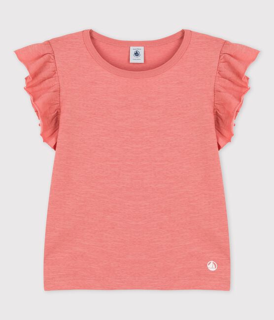T-shirt met korte mouwen in katoen voor meisjes roze PAPAYE