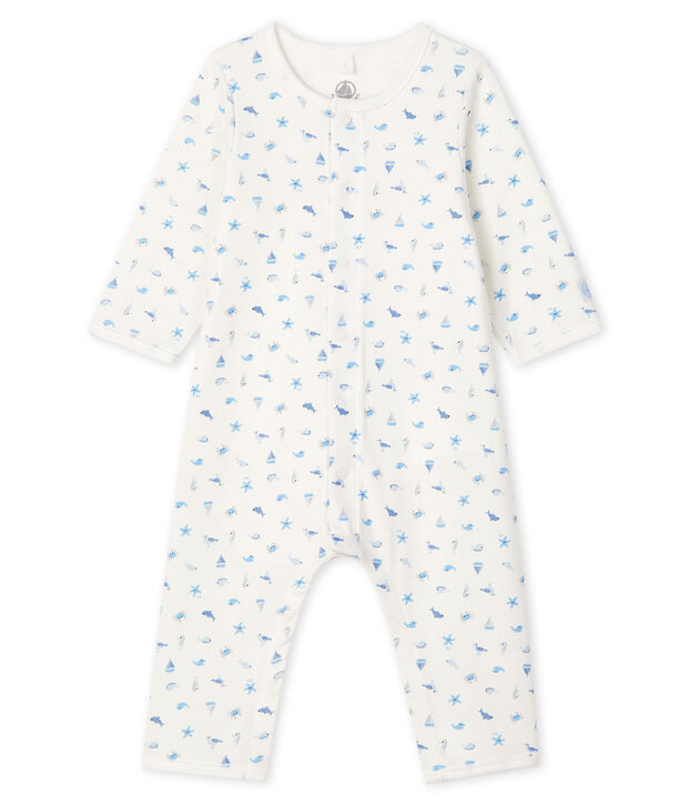 Bodyjama zonder voetjes baby van gebreide stof wit/multicouleur