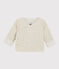 Cardigan gris chiné bébé en jersey de coton biologique beige MONTELIMAR CHINE