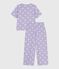 Pyjama femme en coton manches courtes jambes larges imprimé cœurs blanc SQUAW/ MARSHMALLOW