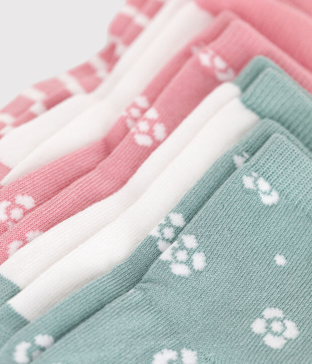 5 paires de chaussettes b&eacute;b&eacute; fille en coton &agrave; fleurs multicouleur