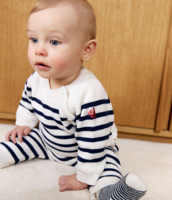 Tweedelig gebreid setje met marinestrepen blauw MARSHMALLOW/ SOIR