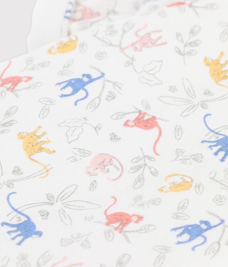 Combinaison longue imprim&eacute;e en tubique bio b&eacute;b&eacute; blanc/multicouleur