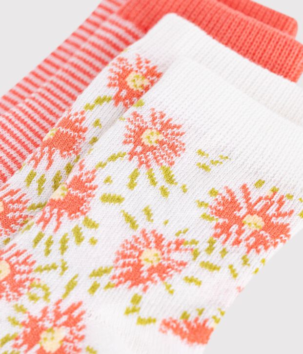 2 paires de chaussettes b&eacute;b&eacute; en coton imprim&eacute; fleurs multicouleur