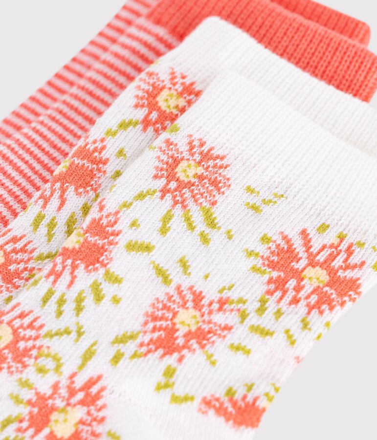 2 paires de chaussettes b&eacute;b&eacute; en coton imprim&eacute; fleurs variante 1