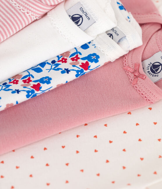 Set van 5 katoenen babyrompertjes met lange mouwen en bloemenprint variante 1