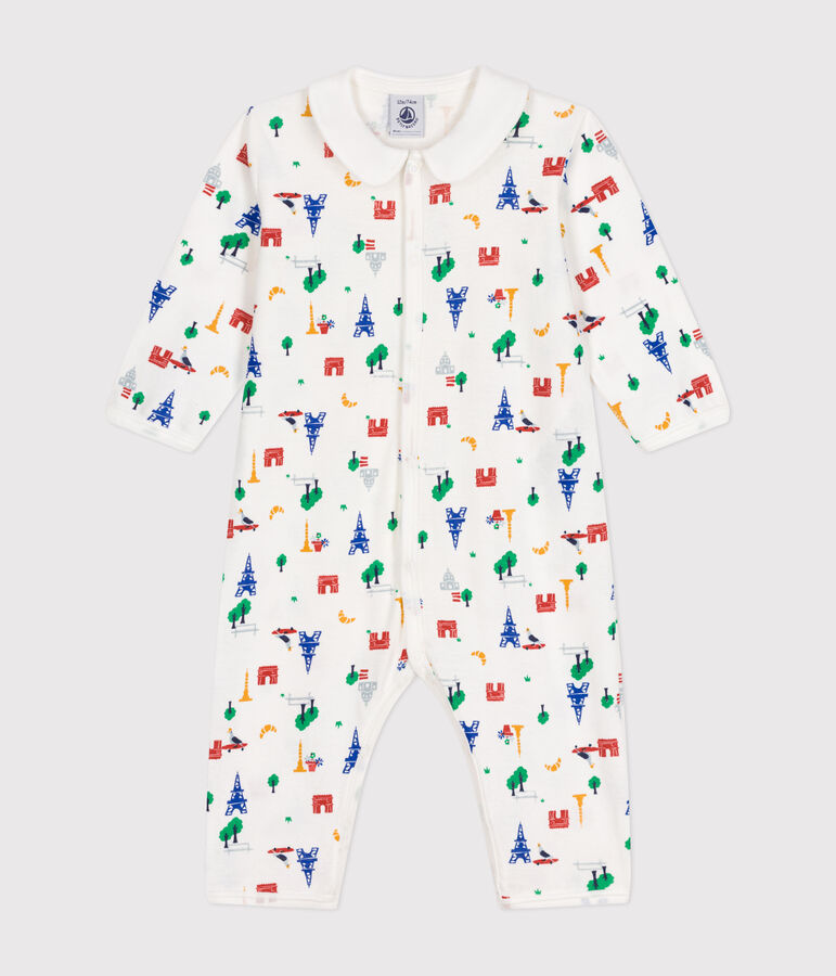 Pyjama sans pieds imprim&eacute; Paris en coton b&eacute;b&eacute; blanc/multicouleur