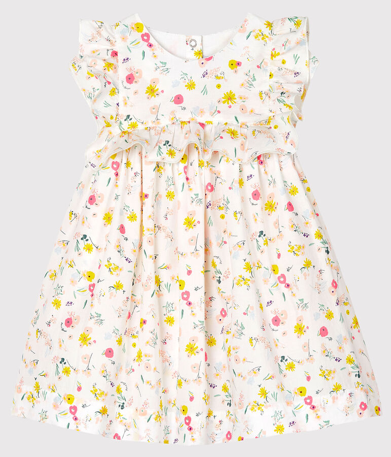 Robe manches courtes imprim&eacute;e b&eacute;b&eacute; fille blanc/multicouleur