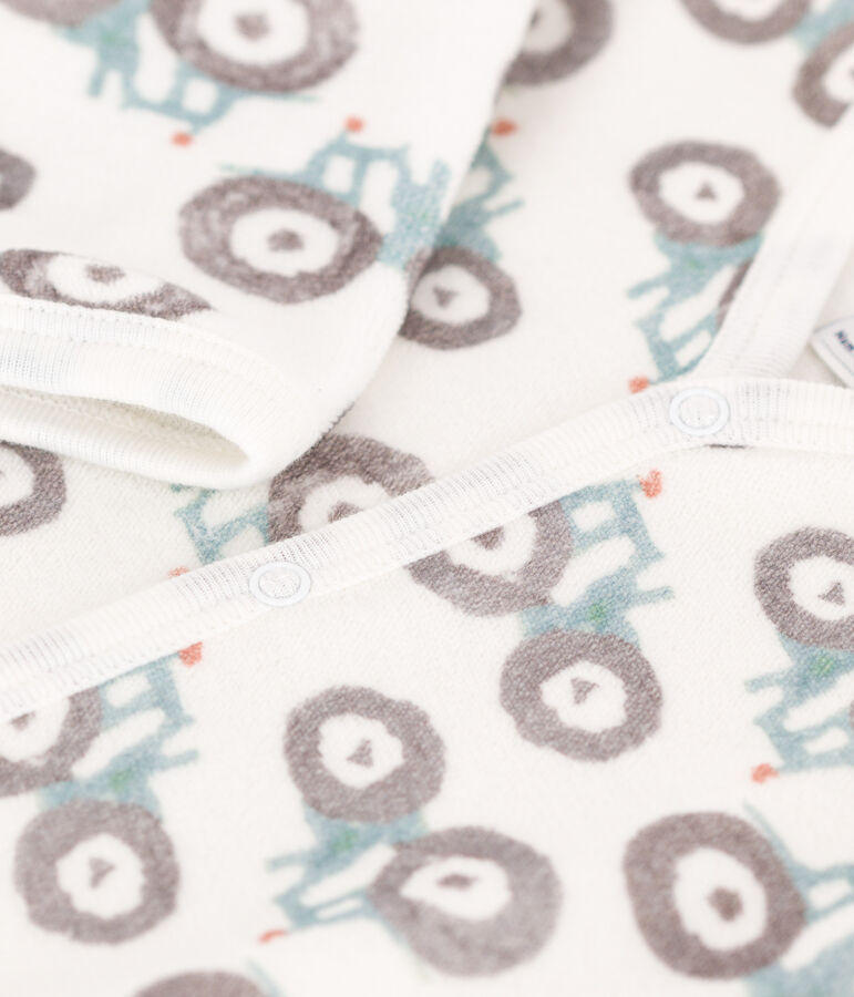 Pyjama b&eacute;b&eacute; tracteurs en velours blanc/multicouleur
