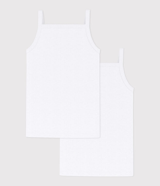 Lot de 2 chemises &agrave; bretelles blanches petite fille multicouleur