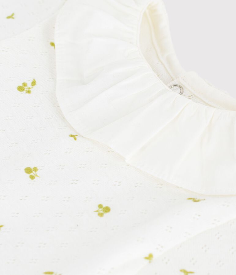 Body b&eacute;b&eacute; en coton &agrave; col, imprim&eacute; fleurs vert/vert