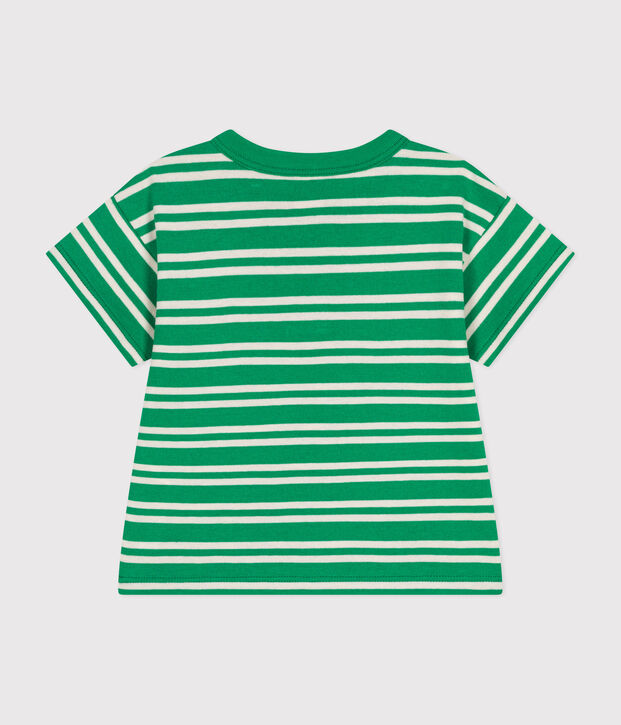 Tee-shirt manches courtes en jersey b&eacute;b&eacute; vert/&eacute;cru
