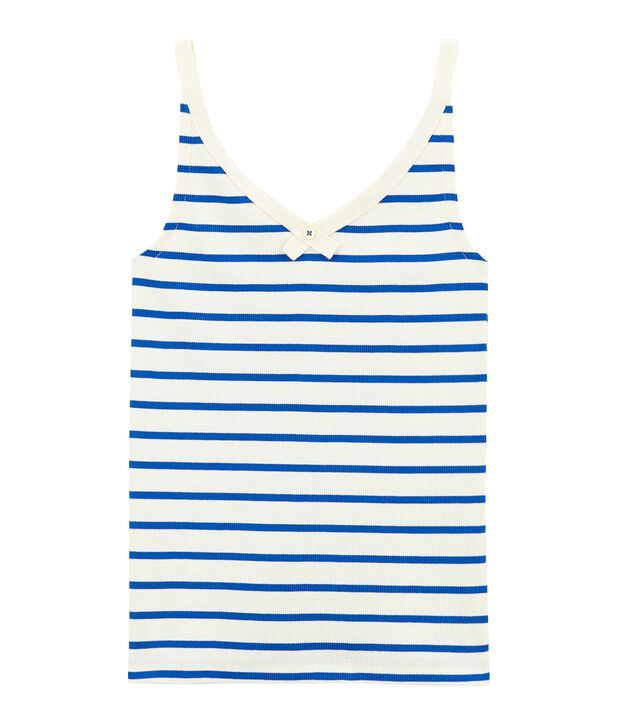 Hemdjes 100 jaar comfort vrouw wit/blauw