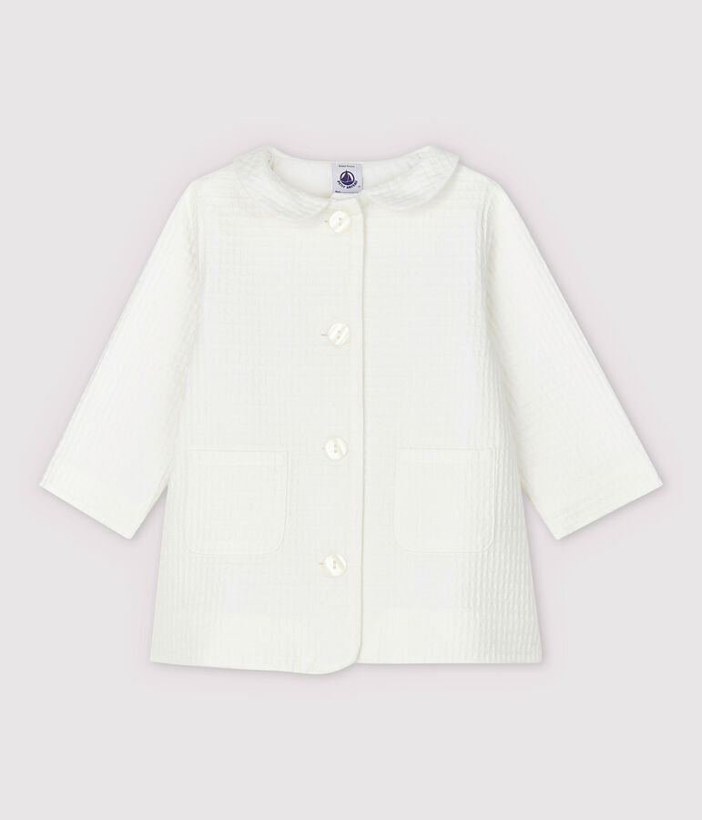 Veste c&eacute;r&eacute;monie en cha&icirc;ne et trame b&eacute;b&eacute; fille blanc MARSHMALLOW