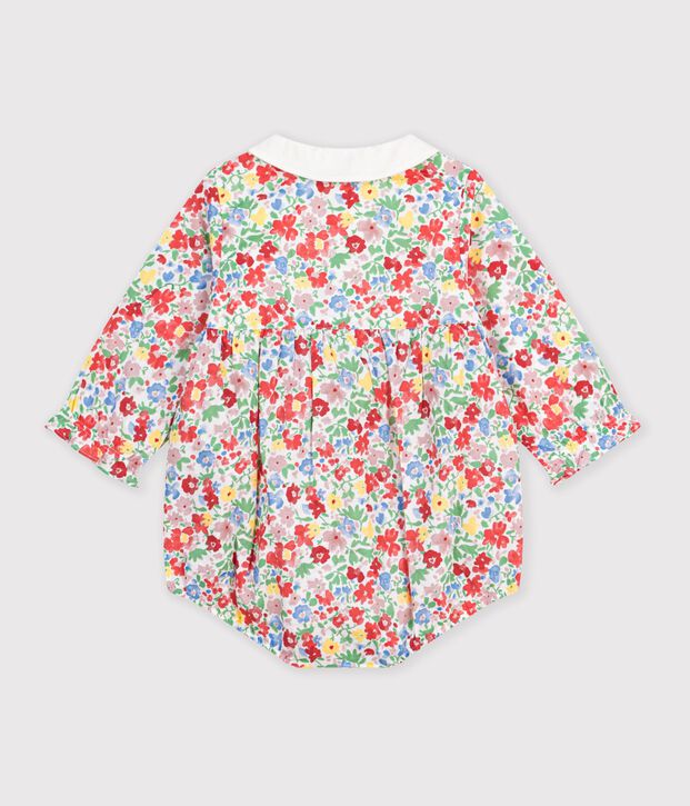 Combinaison courte b&eacute;b&eacute; en coton imprim&eacute;e &agrave; fleurs blanc/multicouleur