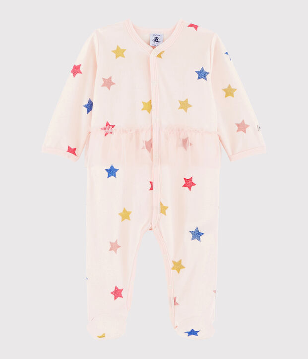 Fluwelen slaappakje met sterren voor baby meisje roze/multicouleur