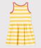 Robe rayée sans manche en coton enfant fille jaune ORGE/blanc MARSHMALLOW