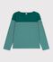 Tee-shirt marini&egrave;re femme en coton vert/blanc