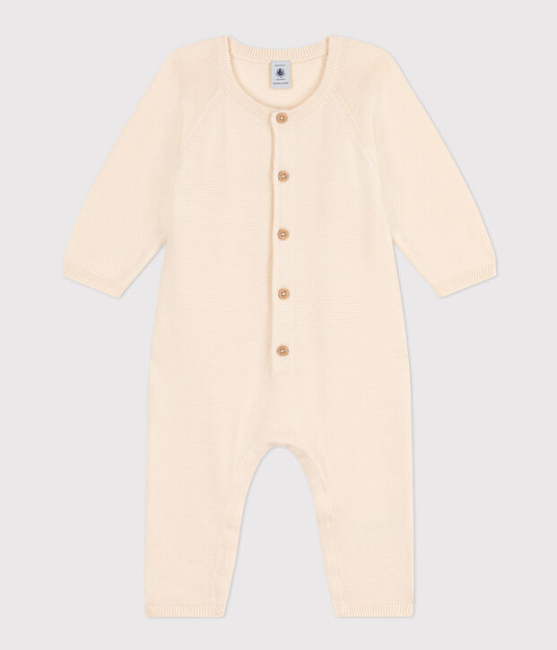 Combinaison longue en tricot b&eacute;b&eacute; &eacute;cru