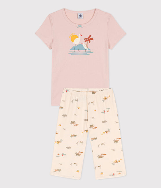 Pyjacourt animaux en coton petite fille rose SALINE/blanc MULTICO