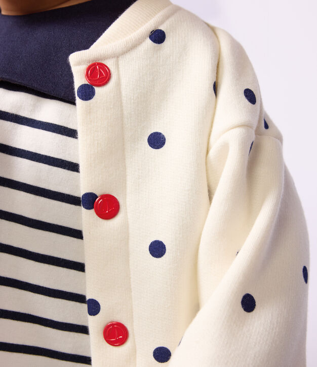 Katoenen babyjasje met stippenprint in collegestijl blauw/blauw