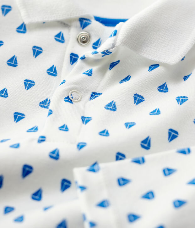 Romper van katoen. wit/blauw