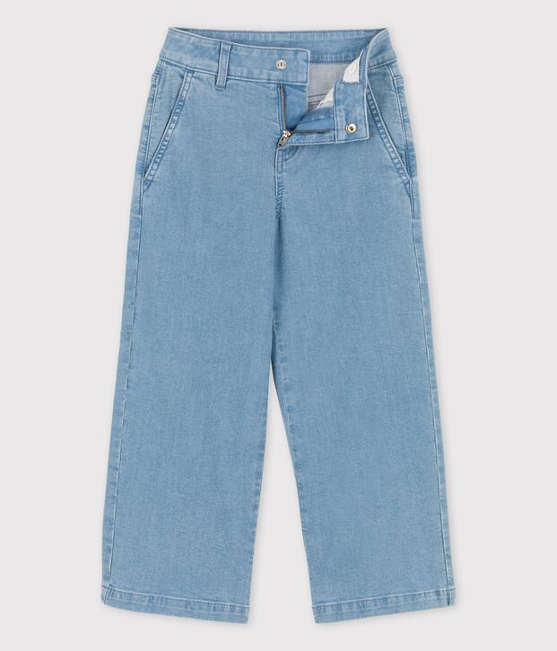 Flared broek in lichte denim voor meisjes blauw