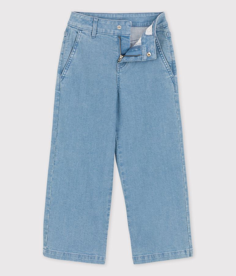 Flared broek in lichte denim voor meisjes blauw