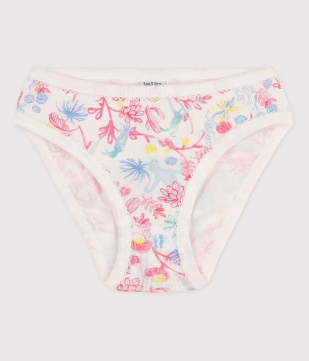 Culotte petite fille en coton blanc/multicouleur