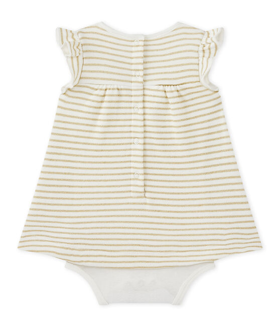 Gestreept bodyjurkje voor babymeisjes wit MARSHMALLOW/geel DORE