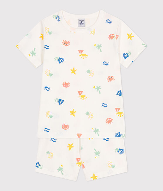 Pyjama short enfant en coton imprimé blanc MARSHMALLOW/blanc MULTICO