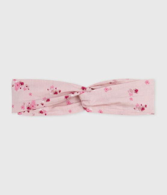 Poplin haarband met bloemenprint voor baby's roze JOLI/wit MULTICO