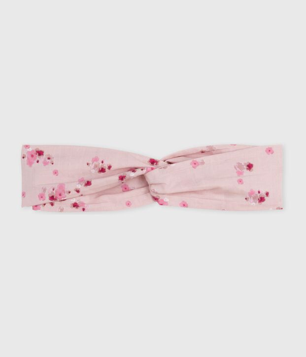 Bandeau b&eacute;b&eacute; en popeline imprim&eacute; fleurs rose/multicouleur
