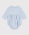 Kort katoenen kruippakje met kraagje en vichyprint voor baby's blauw/wit