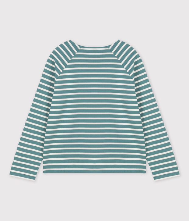 Katoenen marinetruitje met knoopsluiting voor dames groen/ecru