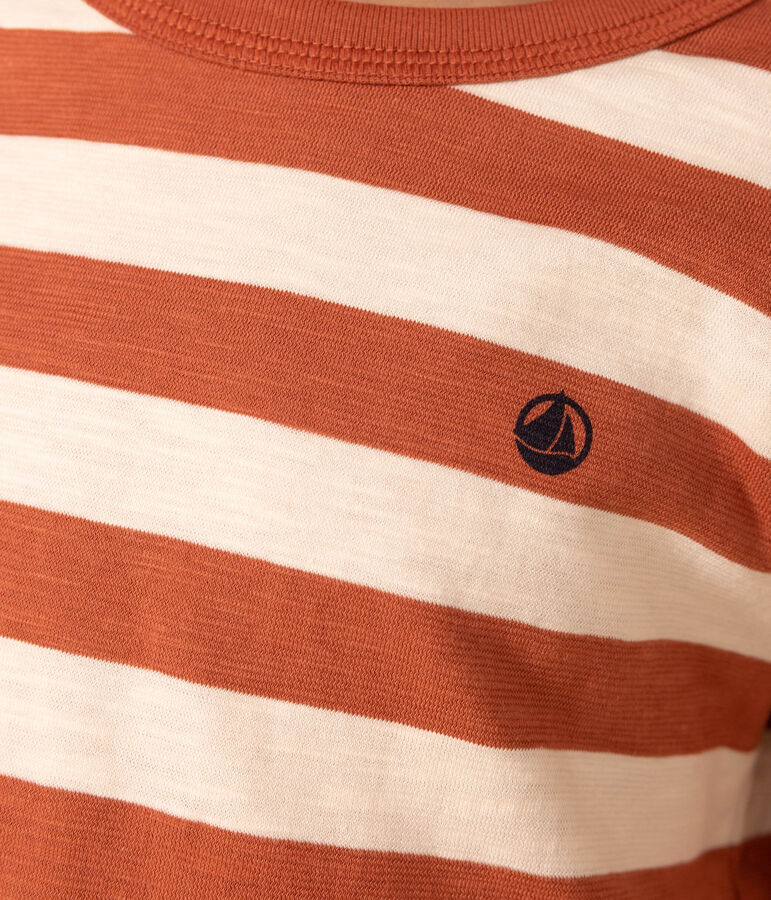 Jongens-T-shirt met lange mouwen in katoen bruin/ecru