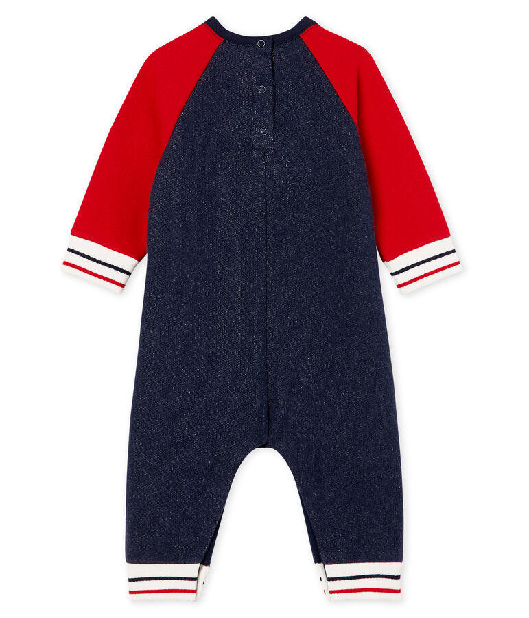 Lang babypakje van molton babyjongen blauw/rood