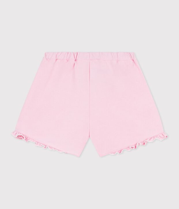 Short enfant en coton uni rose clair