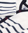 Gestreepte fluwelen babypyjama wit MARSHMALLOW/blauw SMOKING