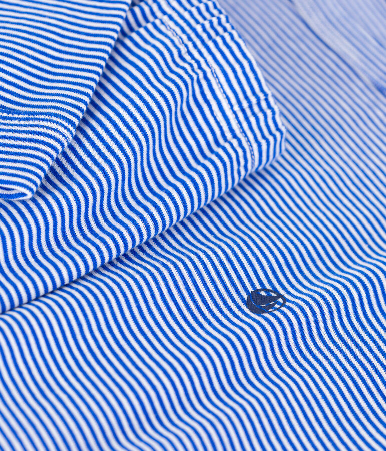 Pyjama enfant en coton &agrave; rayures bleu/blanc